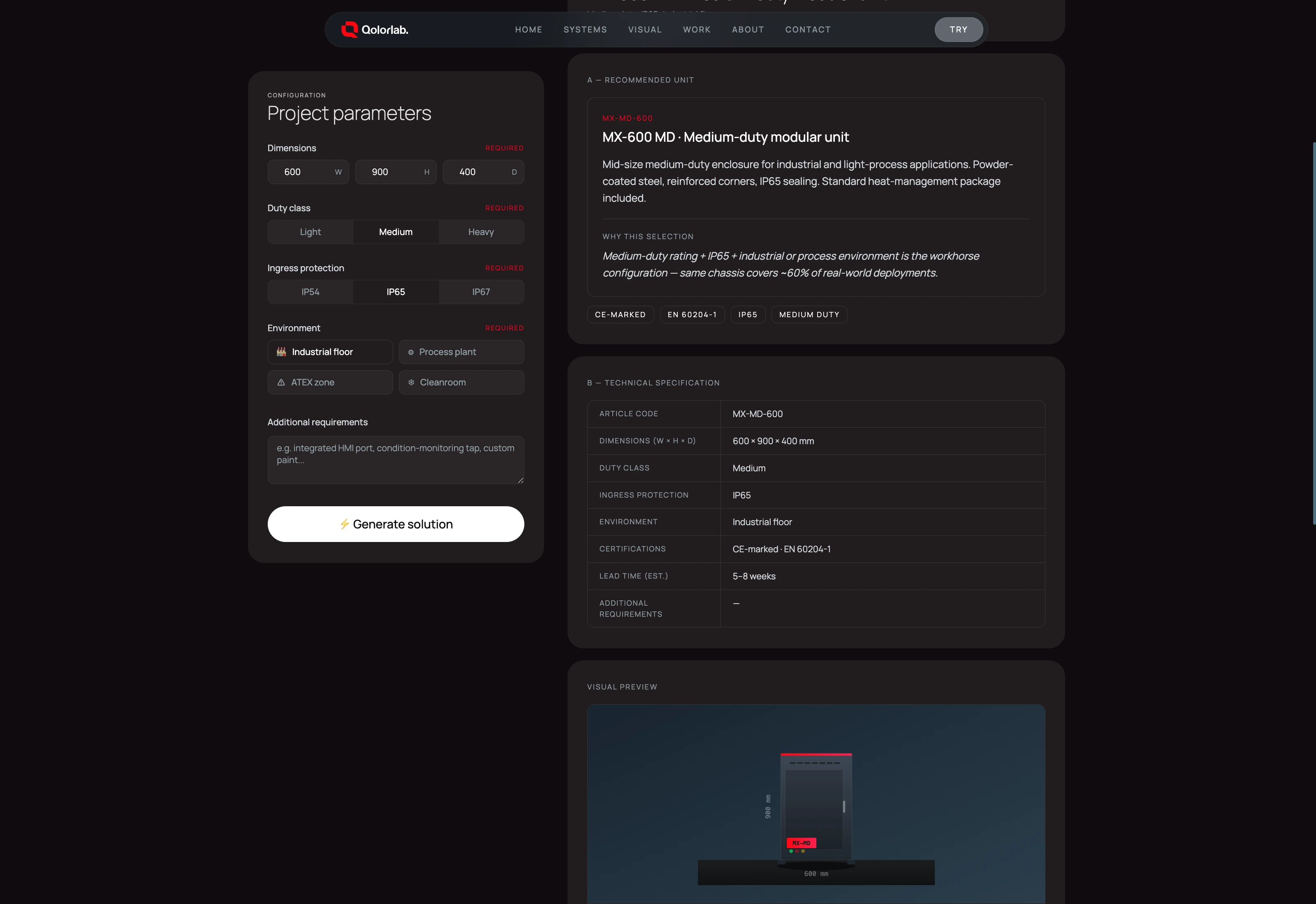 Industrial product configurator